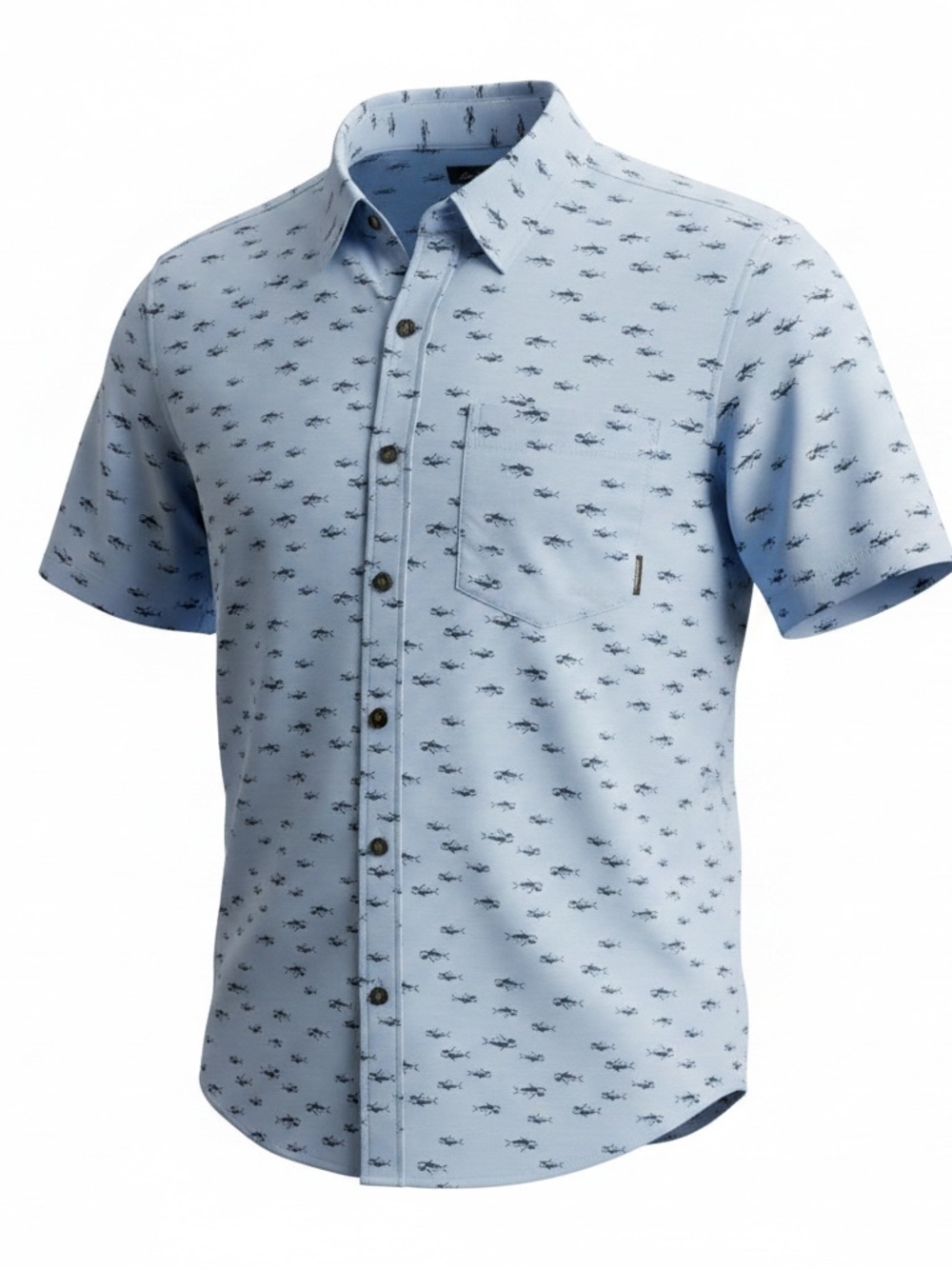 Eddie Bauer Blue button down cotton shirt with summer print size extra large